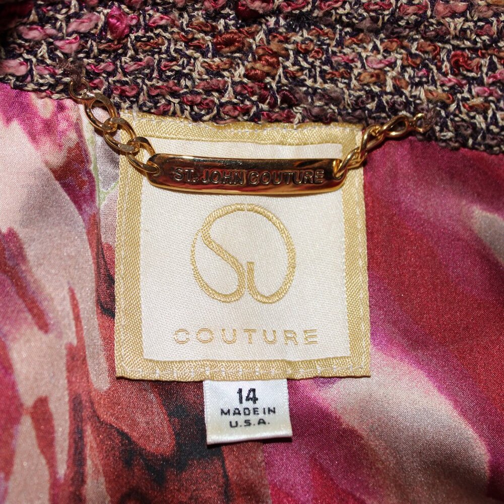 St John Couture Tweed Fringe Jacket Blazer Size 14 - Picture 7 of 7